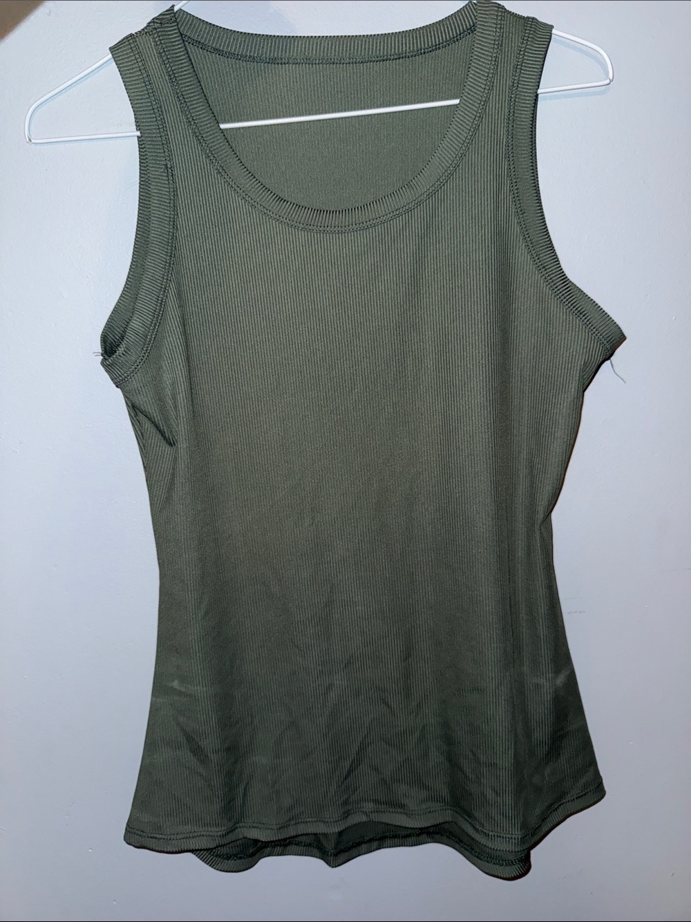 Women's Ribbed Tank Top - Olive Green